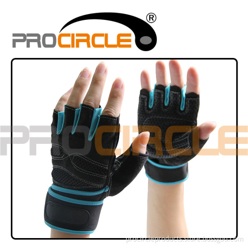 Half- Finger Polyester Fitness Gloves with Black and Blue Edges (PC-CG1015)